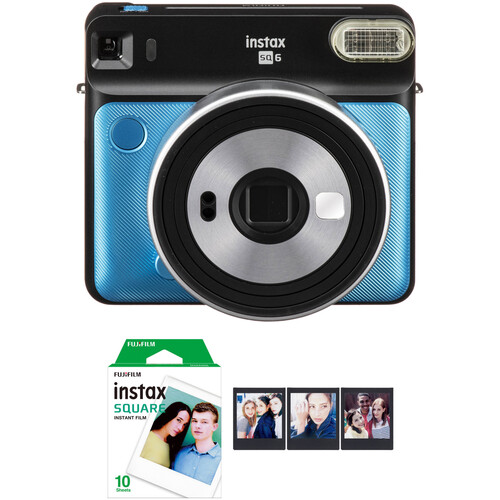 FUJIFILM INSTAX SQUARE SQ6 Instant Film Camera with Film Bundle (Metallic Blue)
