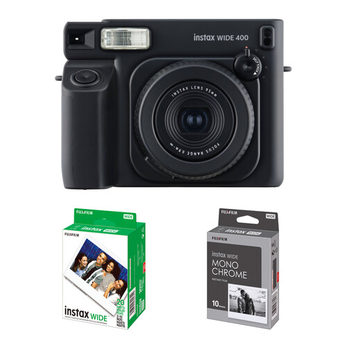 FUJIFILM instax WIDE 400 Instant Film Camera with Film Kit (Black, 30 Exposures)