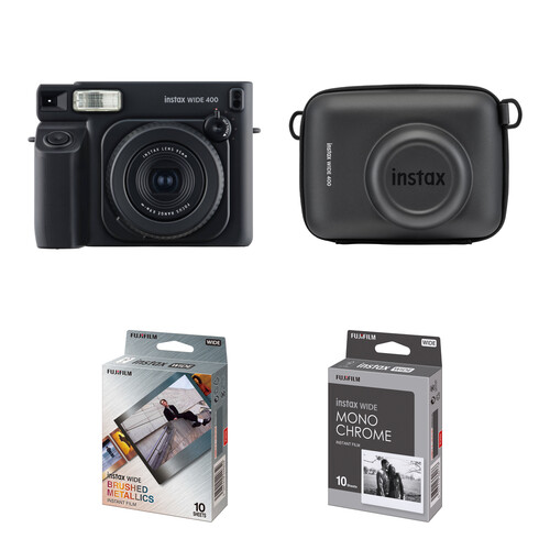 FUJIFILM instax WIDE 400 Instant Film Camera with Film & Case Kit (Black, 20 Exposures)