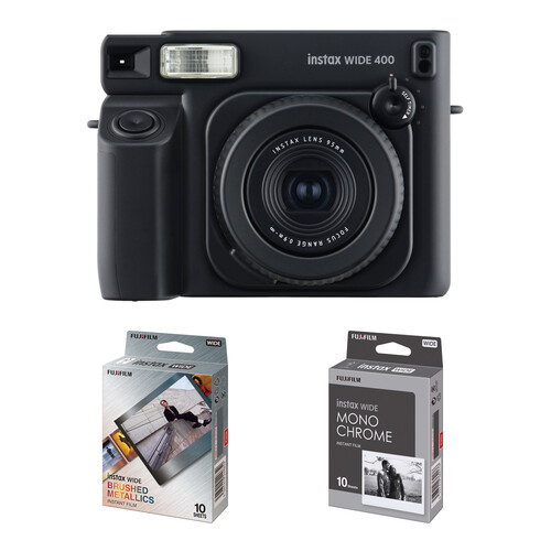 FUJIFILM instax WIDE 400 Instant Film Camera with Film Kit (Black, 20 Exposures)