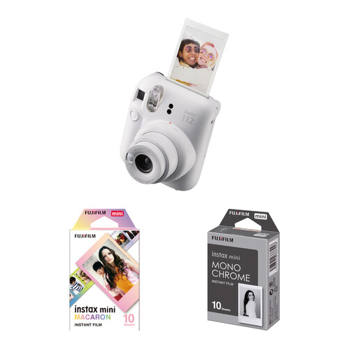 FUJIFILM instax mini 12 Instant Film Camera with Film Kit (Clay White)