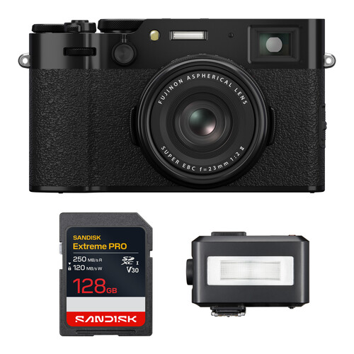FUJIFILM X100VI Digital Camera with Mini Flash Kit (Black)
