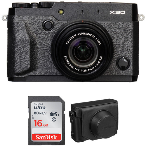FUJIFILM X30 Digital Camera Basic Kit (Black) B&H Photo Video