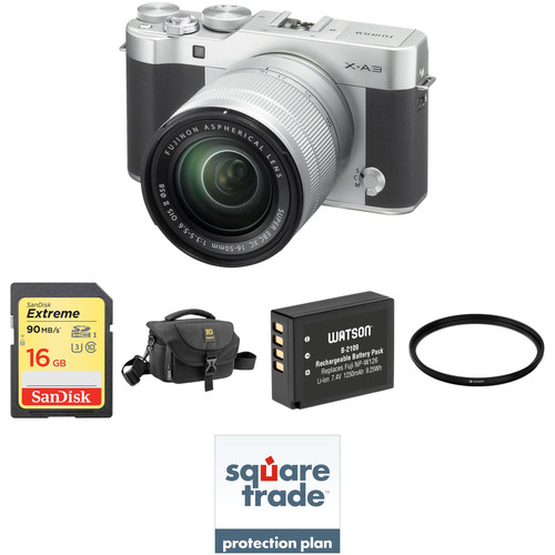 FUJIFILM X-A3 Mirrorless Digital Camera with 16-50mm Lens Deluxe Kit (Silver)