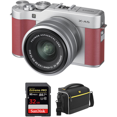 FUJIFILM X-A5 Mirrorless Digital Camera with 15-45mm Lens Accessory Kit (Pink)