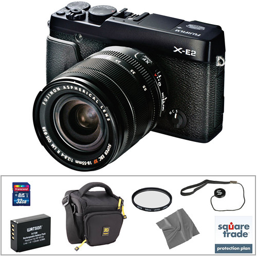 FUJIFILM X-E2 Mirrorless Digital Camera with 18-55mm Lens Deluxe Kit (Black)