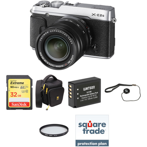 FUJIFILM X-E2S Mirrorless Digital Camera with 18-55mm Lens Deluxe Kit (Silver)