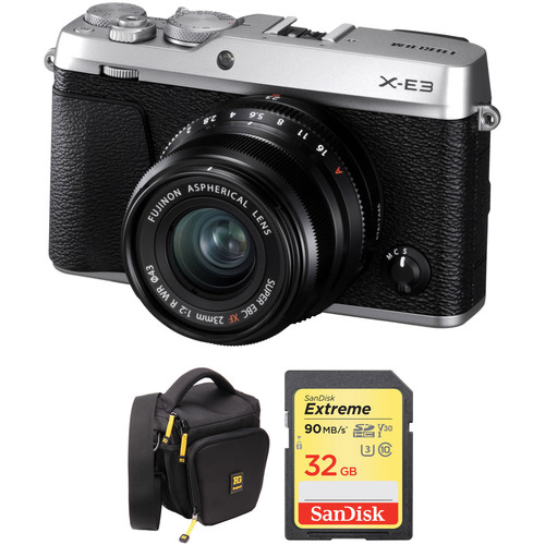 FUJIFILM X-E3 Mirrorless Digital Camera with 23mm Lens and Accessories Kit (Silver)