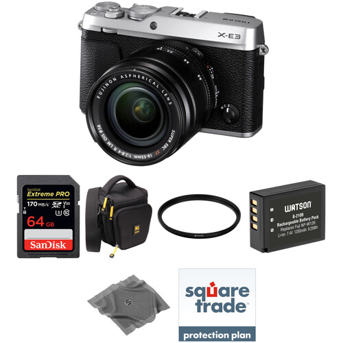 FUJIFILM X-E3 Mirrorless Digital Camera with 18-55mm Lens Deluxe Kit (Silver)