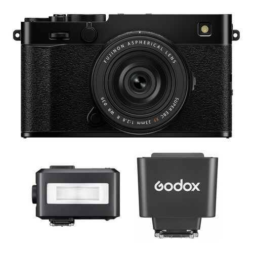 FUJIFILM X-E5 Mirrorless Camera with 23mm f/2.8 Lens and Mini Flash Kit (Black)