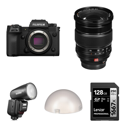 FUJIFILM X-H2 Mirrorless Camera with 16-55mm f/2.8 Lens and Portraiture Flash Kit