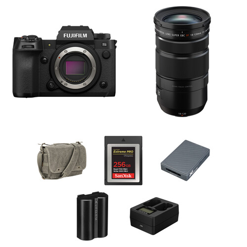 FUJIFILM X-H2S Mirrorless Camera with 18-120mm f/4 Lens and Essentials+ Kit