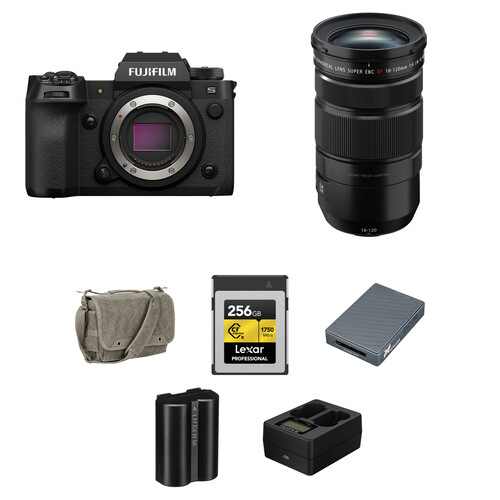 FUJIFILM X-H2S Mirrorless Camera with 18-120mm f/4 Lens and Essentials+ Kit