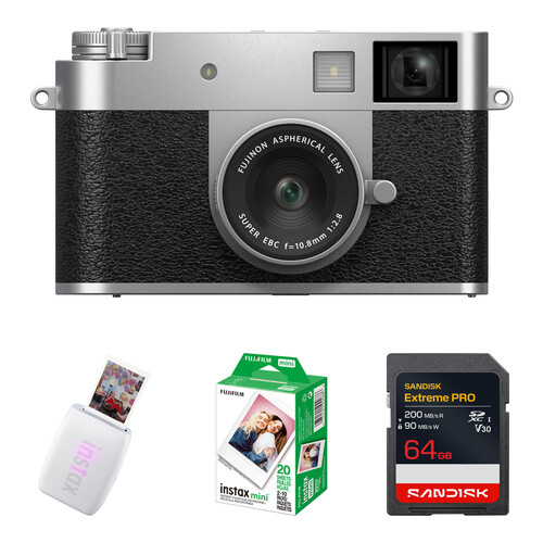 FUJIFILM X half Digital Camera with instax mini Link 3 Printer Kit (Silver)