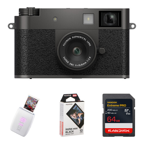 FUJIFILM X half Digital Camera with instax mini Link 3 Printer Kit (Charcoal Silver)