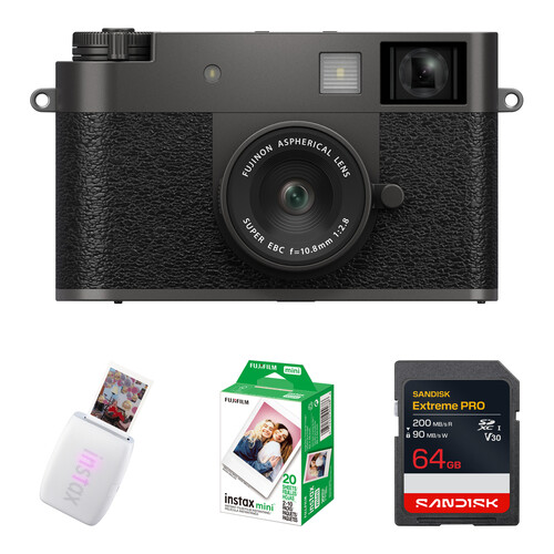 FUJIFILM X half Digital Camera with instax mini Link 3 Printer Kit (Charcoal Silver)