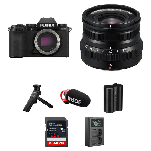 FUJIFILM X-S20 Mirrorless Camera with 16mm f/2.8 Lens and Content Creation Kit
