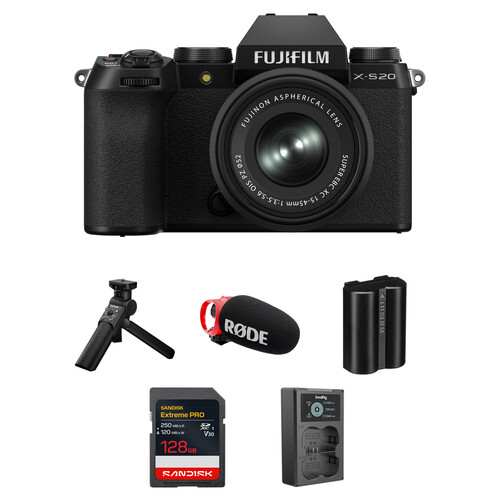 FUJIFILM X-S20 Mirrorless Camera with 15-45mm f/3.5-5.6 Lens and Content Creation Kit