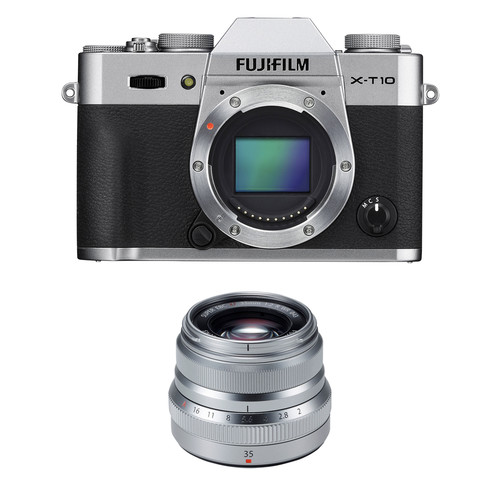 FUJIFILM X-T10 Mirrorless Digital Camera with 35mm Lens Kit (Silver)