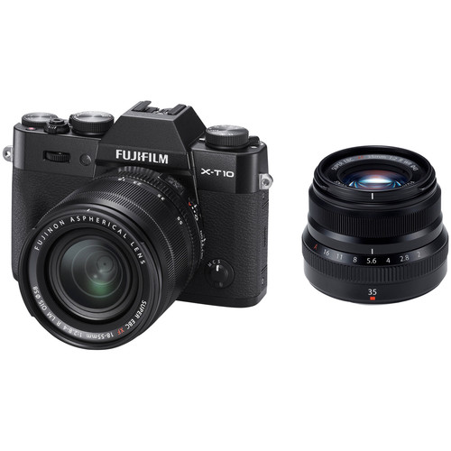 FUJIFILM X-T10 Mirrorless Digital Camera with 18-55mm and 35mm