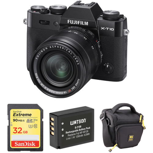 FUJIFILM X-T10 Mirrorless Digital Camera with 18-55mm Lens Basic Kit (Black)
