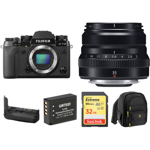 FUJIFILM X-T2 Mirrorless Digital Camera with 35mm f/2 Lens and