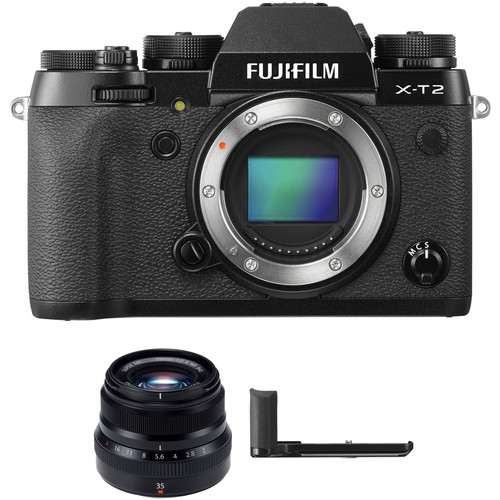 FUJIFILM X-T2 Mirrorless Digital Camera with 35mm f/2 Lens and Hand Grip Kit (Black)