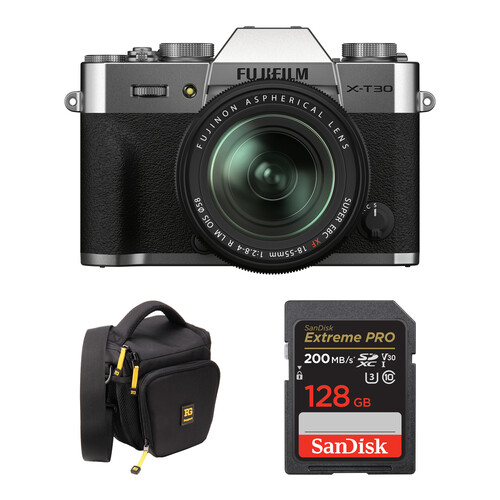FUJIFILM X-T30 II Mirrorless Camera with 18-55mm Lens and Accessories Kit (Silver)