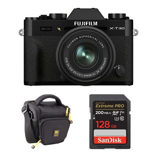 FUJIFILM X-T30 II Mirrorless Camera with 15-45mm f/3.5-5.6 Lens and Basic Bundle (Black)