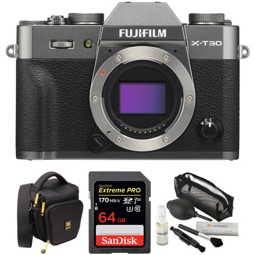 FUJIFILM X-T30 Mirrorless Camera with Accessories Kit (Charcoal Silver)