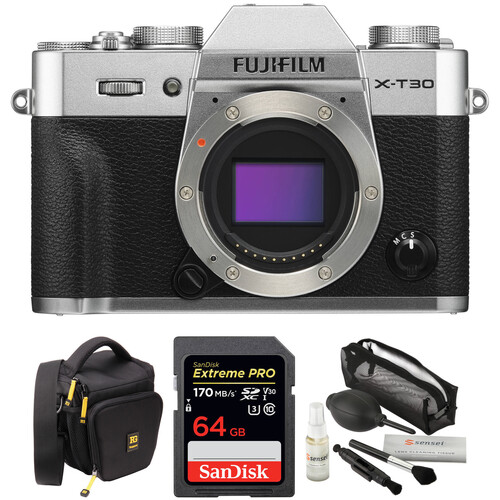 FUJIFILM X-T30 Mirrorless Camera with Accessories Kit (Silver)