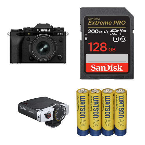FUJIFILM X-T5 Mirrorless Camera with 16-50mm f/2.8-4.8 Lens and Portraiture Flash Kit (Black)