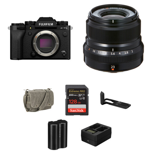 FUJIFILM X-T5 Mirrorless Camera with 23mm f/2 Lens and Essentials+ Kit (Black)