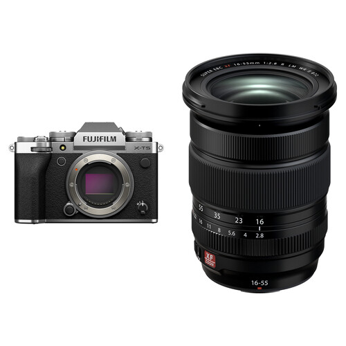 FUJIFILM X-T5 Mirrorless Camera with 16-55mm f/2.8 Lens Kit (Silver)