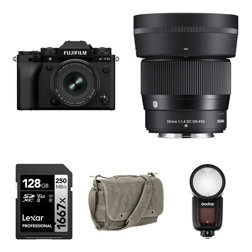 FUJIFILM X-T5 Mirrorless Camera with 16-50mm Lens and Street Photography Kit (Black)