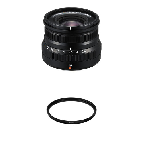 FUJIFILM XF 16mm f/2.8 R WR Lens with UV Filter Kit (Black)
