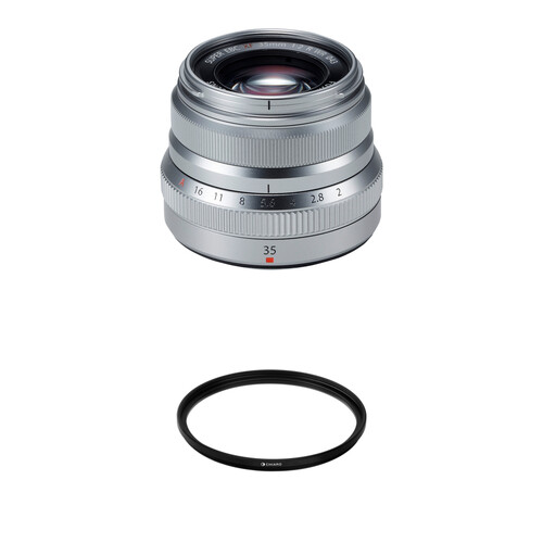 FUJIFILM XF 35mm f/2 R WR Lens with UV Filter Kit (Silver)