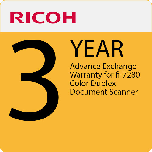 Ricoh 3-Year Advance Exchange Warranty for fi-7280 Color Duplex Document Scanner