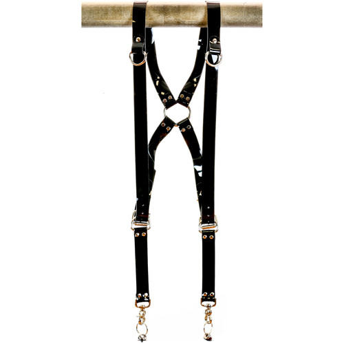Funk Plus PVC Vinyl Ring Back Harness with 1.25" Wide Straps and D-Rings (Black)