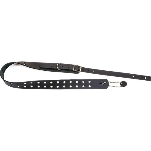 Funk Plus Double Hole Genuine Premium Leather Guitar Strap with Buckle (42 to 52", Black Cowhide)