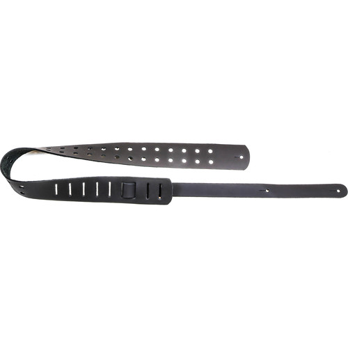 Funk Plus Double Hole Genuine Premium Leather Intrinsic Guitar Strap (38 to 52", Black Cowhide)