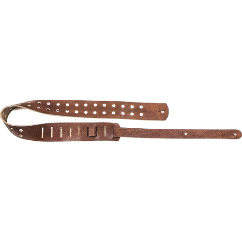 Funk Plus Double Hole Genuine Premium Leather Intrinsic Guitar Strap (38 to 52", Dark Brown)
