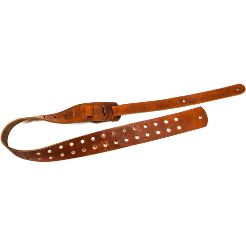 Funk Plus Double Hole Genuine Premium Leather Intrinsic Guitar Strap (38 to 52", Dark Tan)