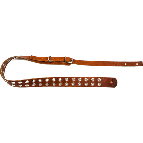 Funk Plus Double Grommet Genuine Premium Leather Guitar Strap with Buckle (42 to 52", Dark Tan)