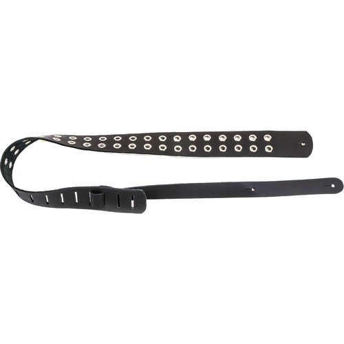 Funk Plus Double Grommet Genuine Premium Leather Intrinsic Guitar Strap (38 to 52", Black Cowhide)