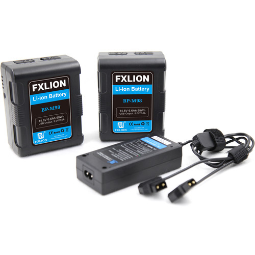 FXLion BP-M98 Dual Square Compact Battery & Charger Kit