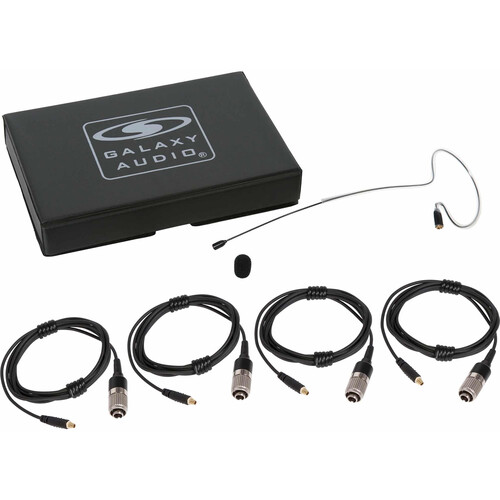 Galaxy Audio ESM8 Nearly Invisible Single-Ear Headset Omnidirectional Condenser Microphone and 4 Cables for Audio-Technica cH Systems (Black)