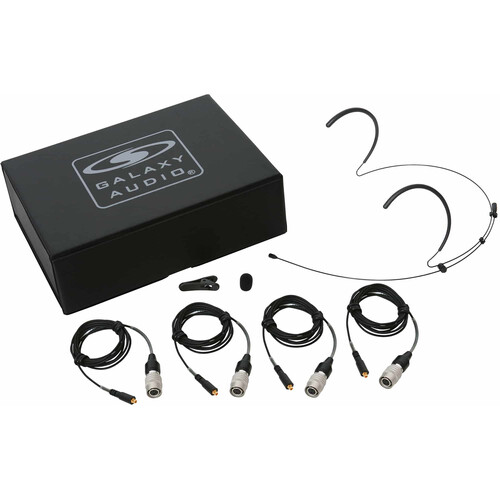Galaxy Audio HSM8 Dual-Ear Omnidirectional Headset Microphone and 4 Cables with Audio-Technica cW Connectors (Black)