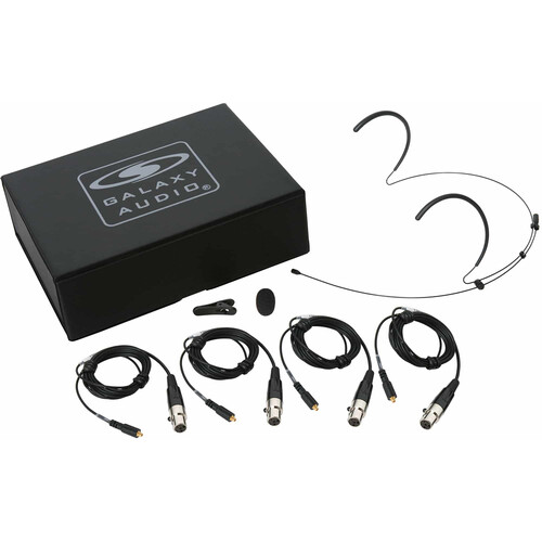 Galaxy Audio HSM8 Dual-Ear Omnidirectional Headset Microphone and 4 Cables with Shure TA4F Connectors (Black)