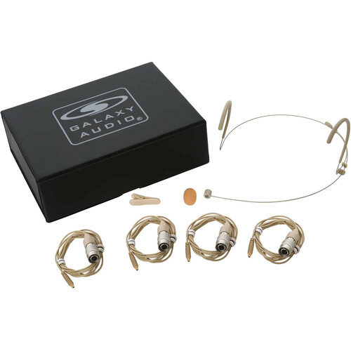 Galaxy Audio HSM8 Dual-Ear Unidirectional Headset Microphone and 4 Cables with Audio-Technica cW Connectors (Beige)
